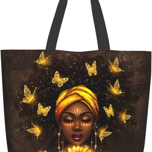 Women Tote Bag Black Water-Resistant Polyester Large Capacity Shoulder Purse - Picture 1 of 6